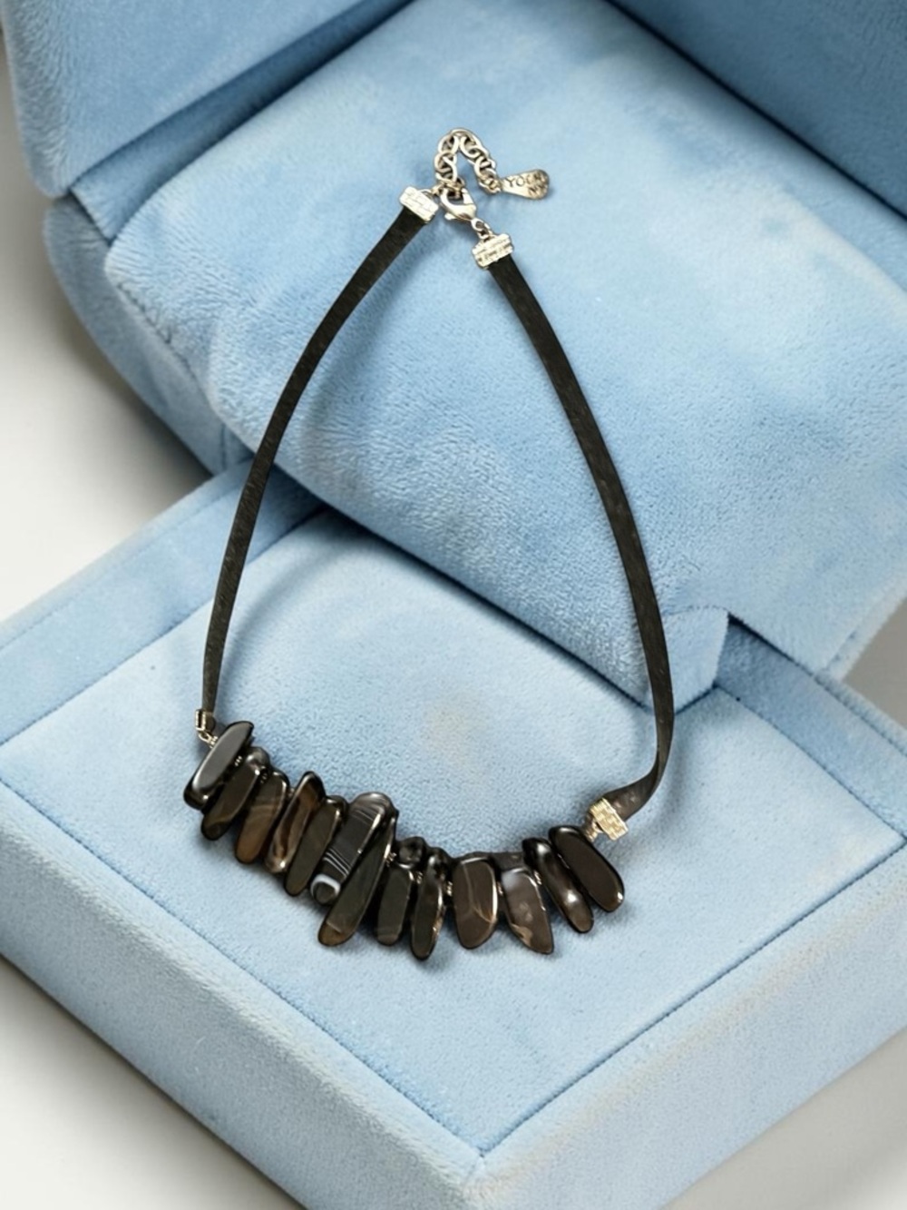YOCHI NY Designer Black Agate Necklace
